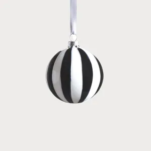 3.25" Twilight Black & White Stripe Glass Ornament