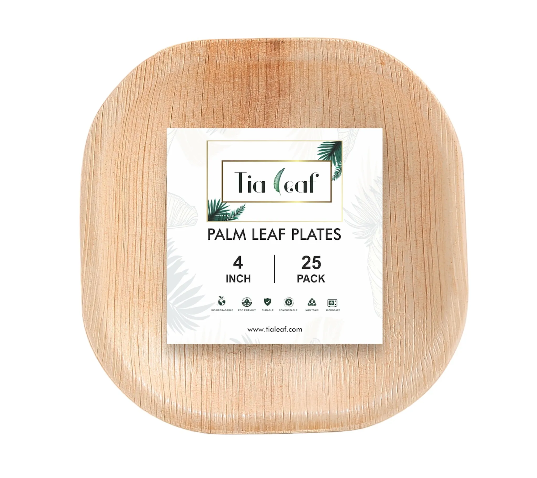 4 Inch Square Disposable Palm Leaf Plates