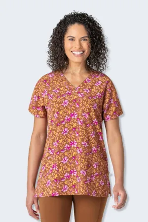 6257 Golden Terra Women's Print Scrub Top