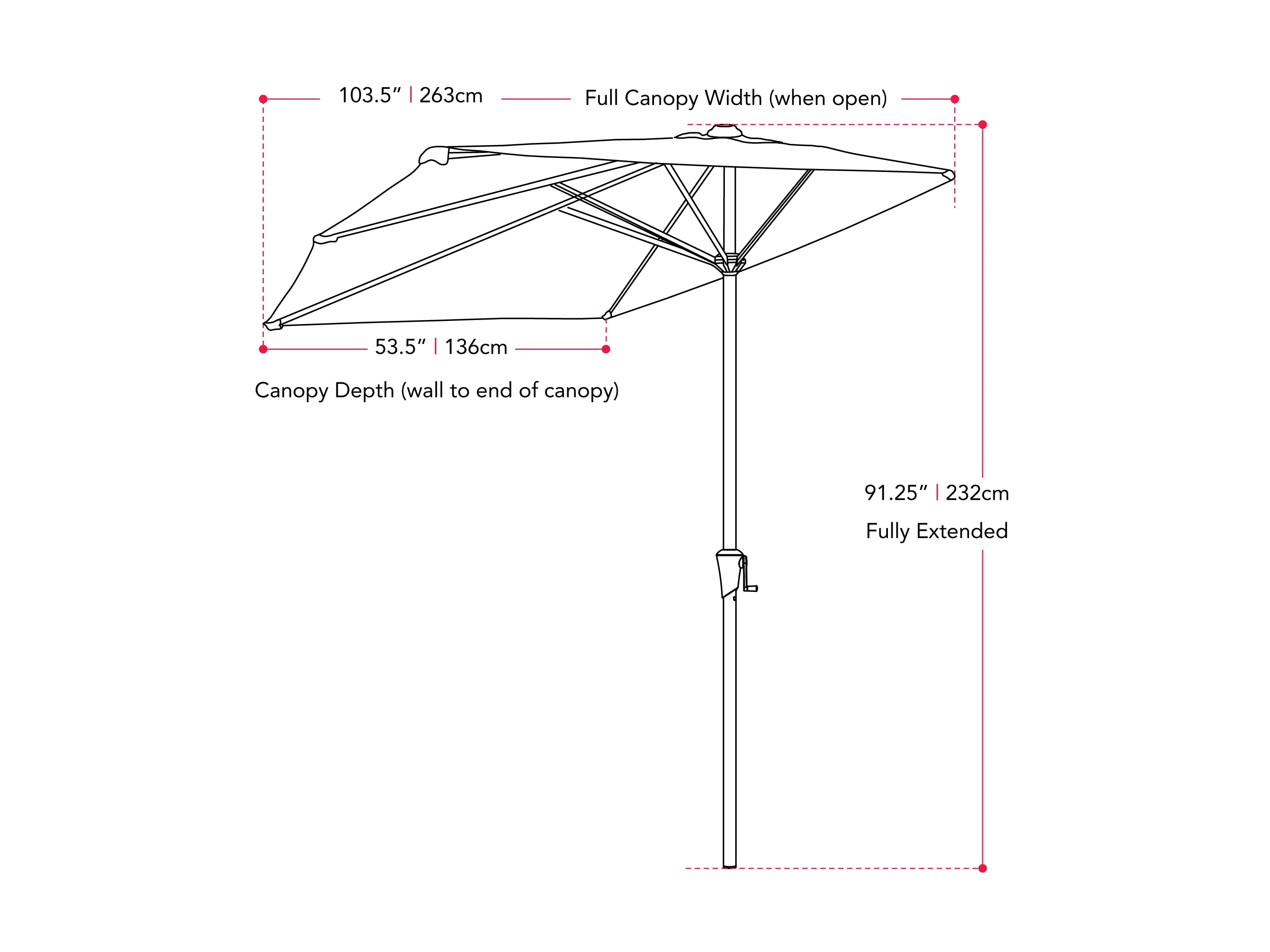 8.5ft Turquoise Half Umbrella