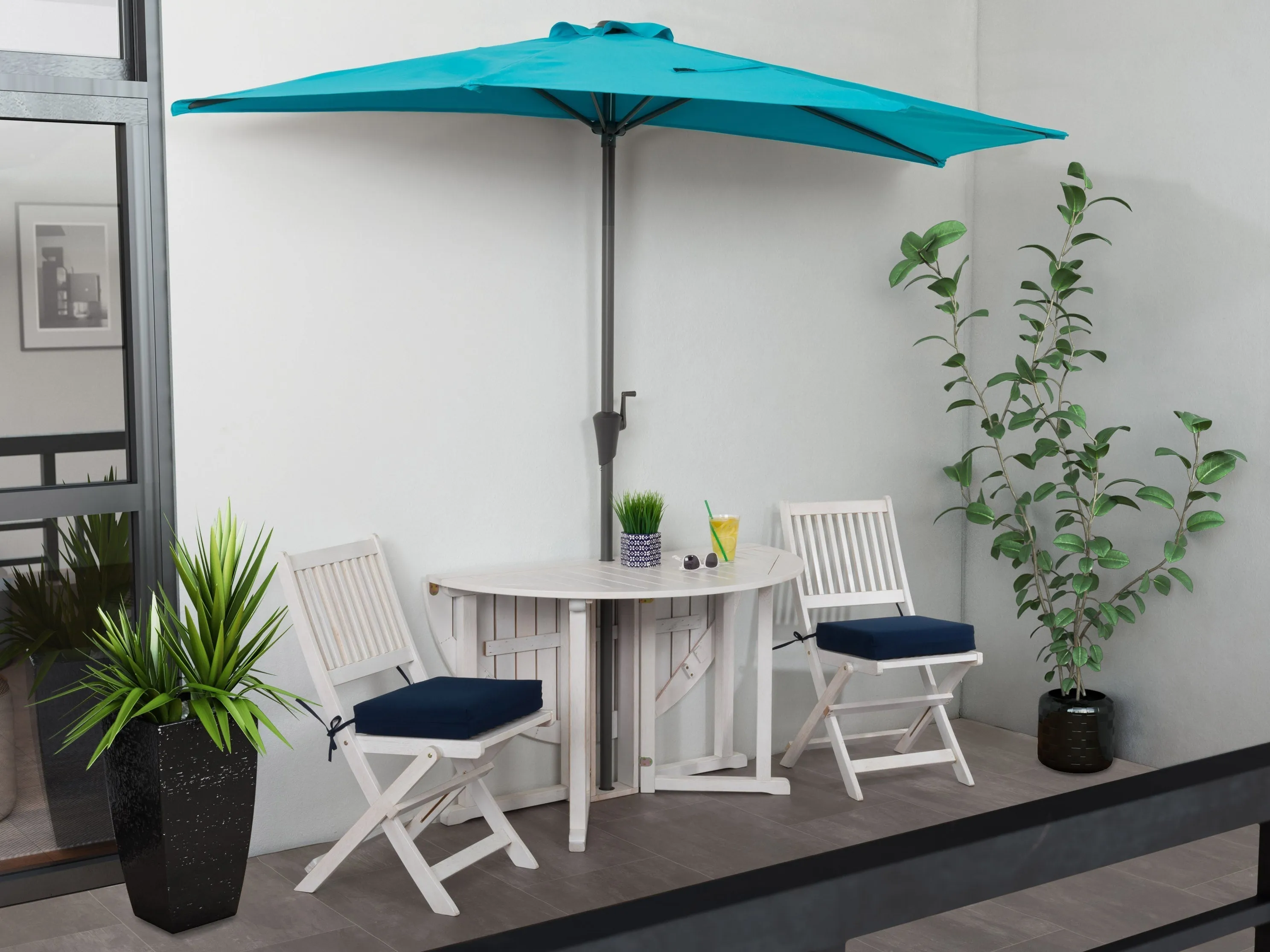 8.5ft Turquoise Half Umbrella