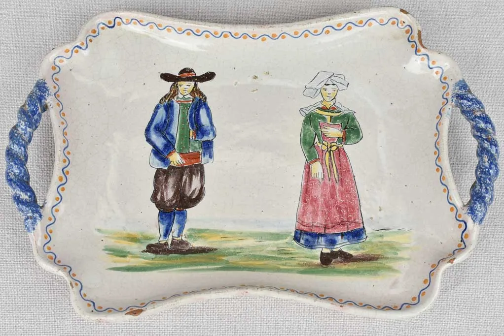 Antique hand painted plate from Britttany 11"