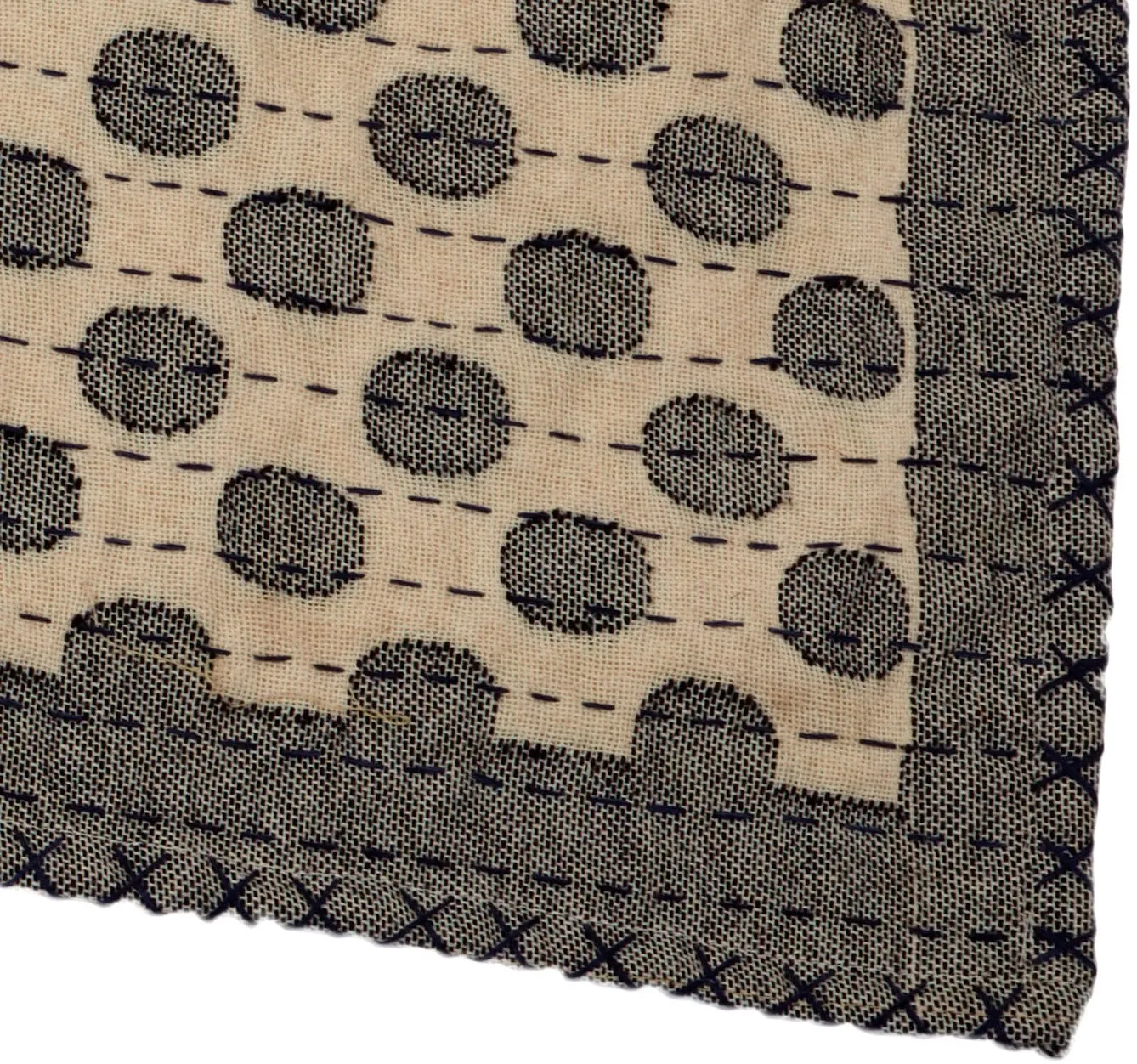 Artisan Hand Loomed Cotton Table Runner - Gray Dots - 18"x96"