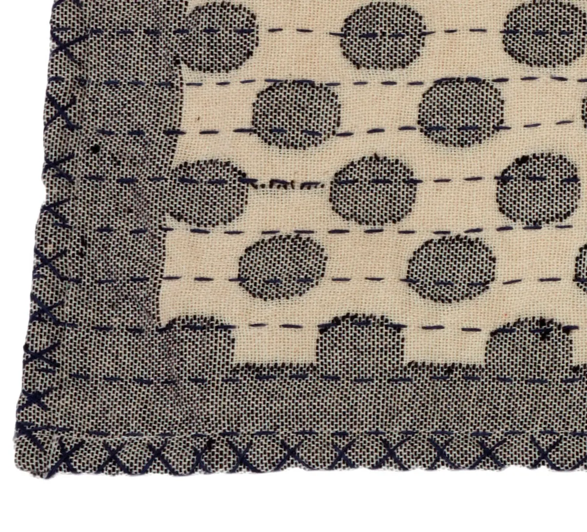 Artisan Hand Loomed Cotton Table Runner - Gray Dots - 18"x96"