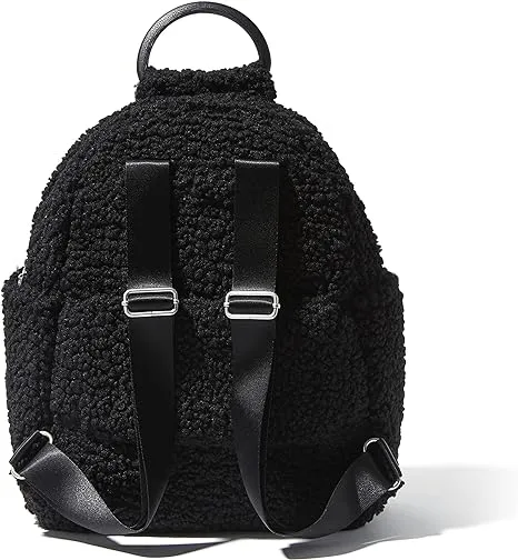 Baggallini Women's Everyday Backpack with RFID Phone Strap black faux sheepskin