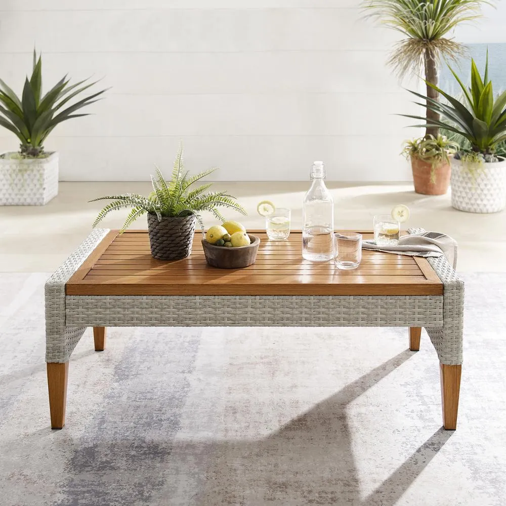 Biophilic Design Furniture Wicker Coffee Table Gray