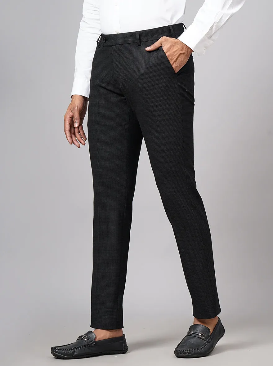 Black Checked Super Slim Fit Formal Trouser | JB Studio