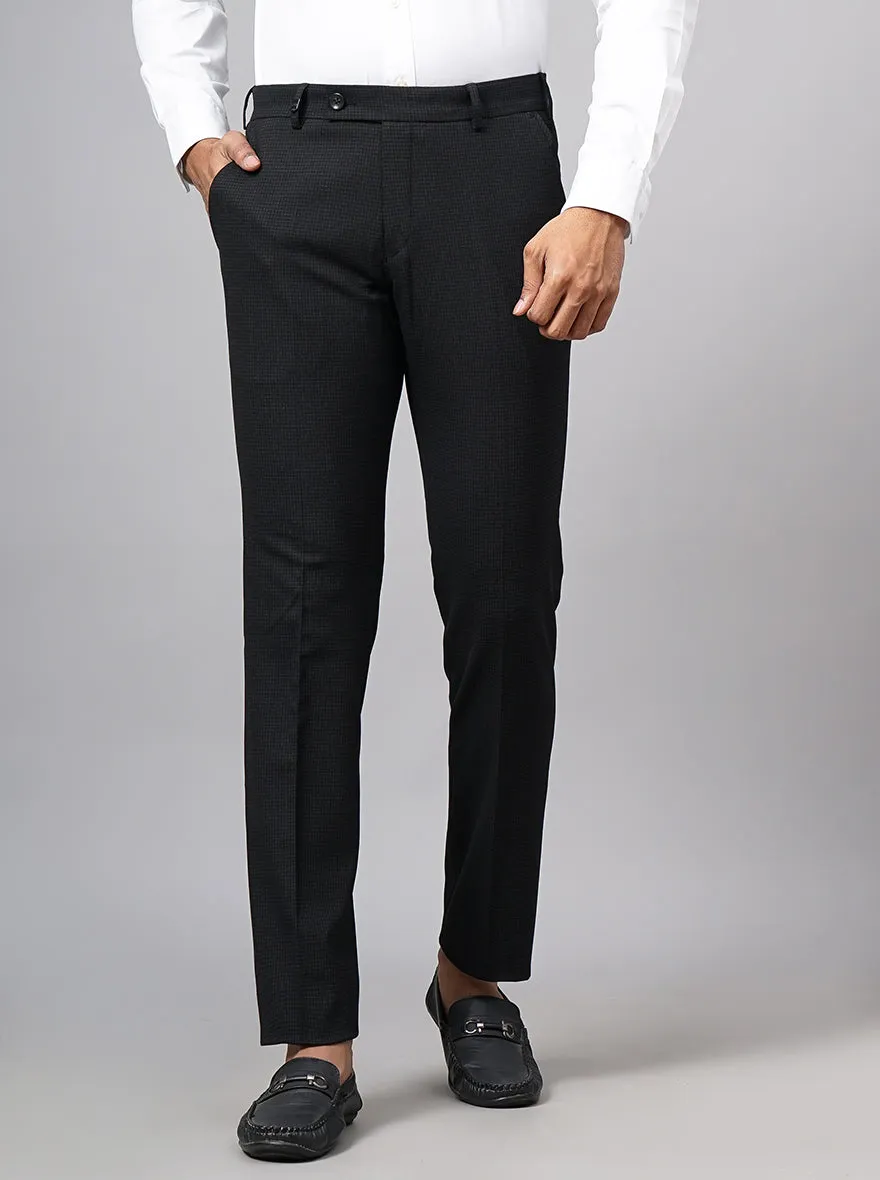 Black Checked Super Slim Fit Formal Trouser | JB Studio