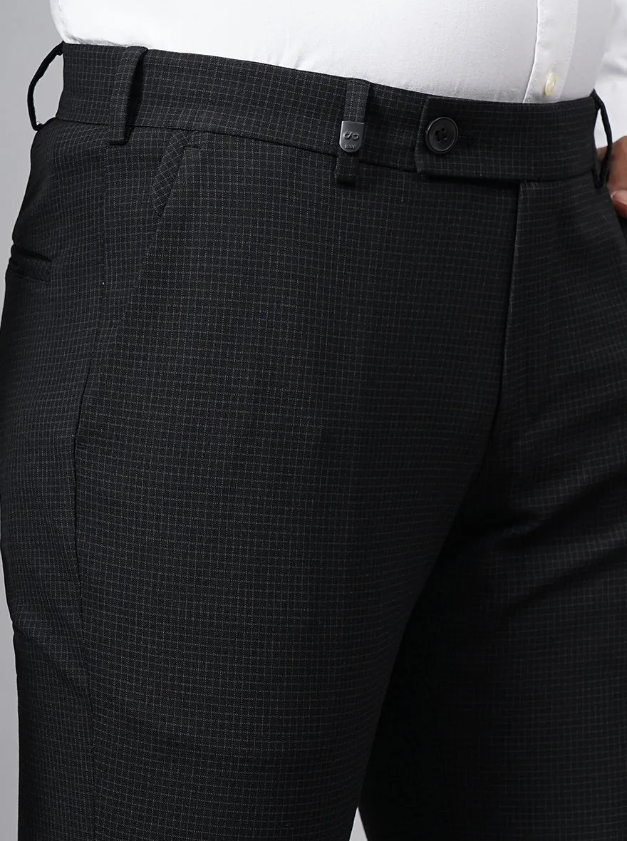 Black Checked Super Slim Fit Formal Trouser | JB Studio