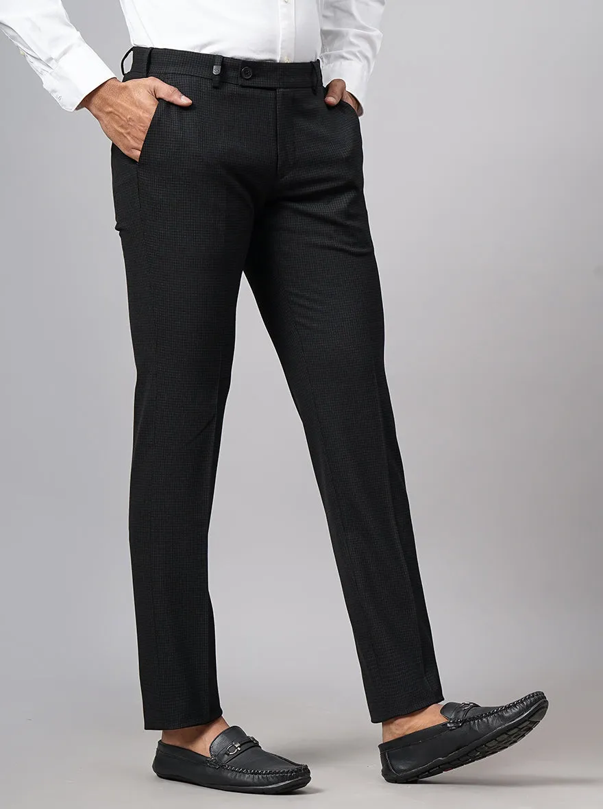 Black Checked Super Slim Fit Formal Trouser | JB Studio