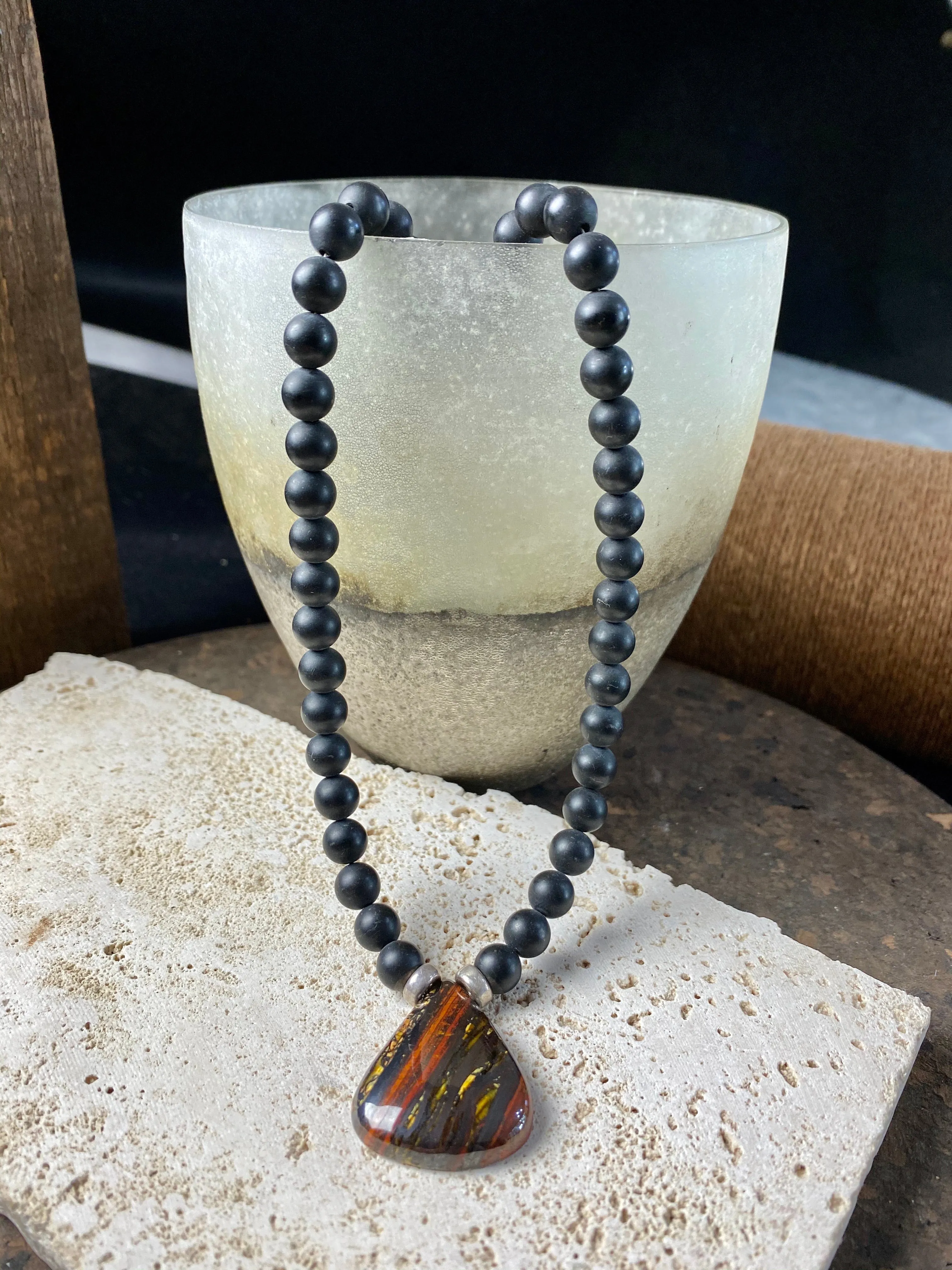 Black Onyx And Tigers Eye Necklace