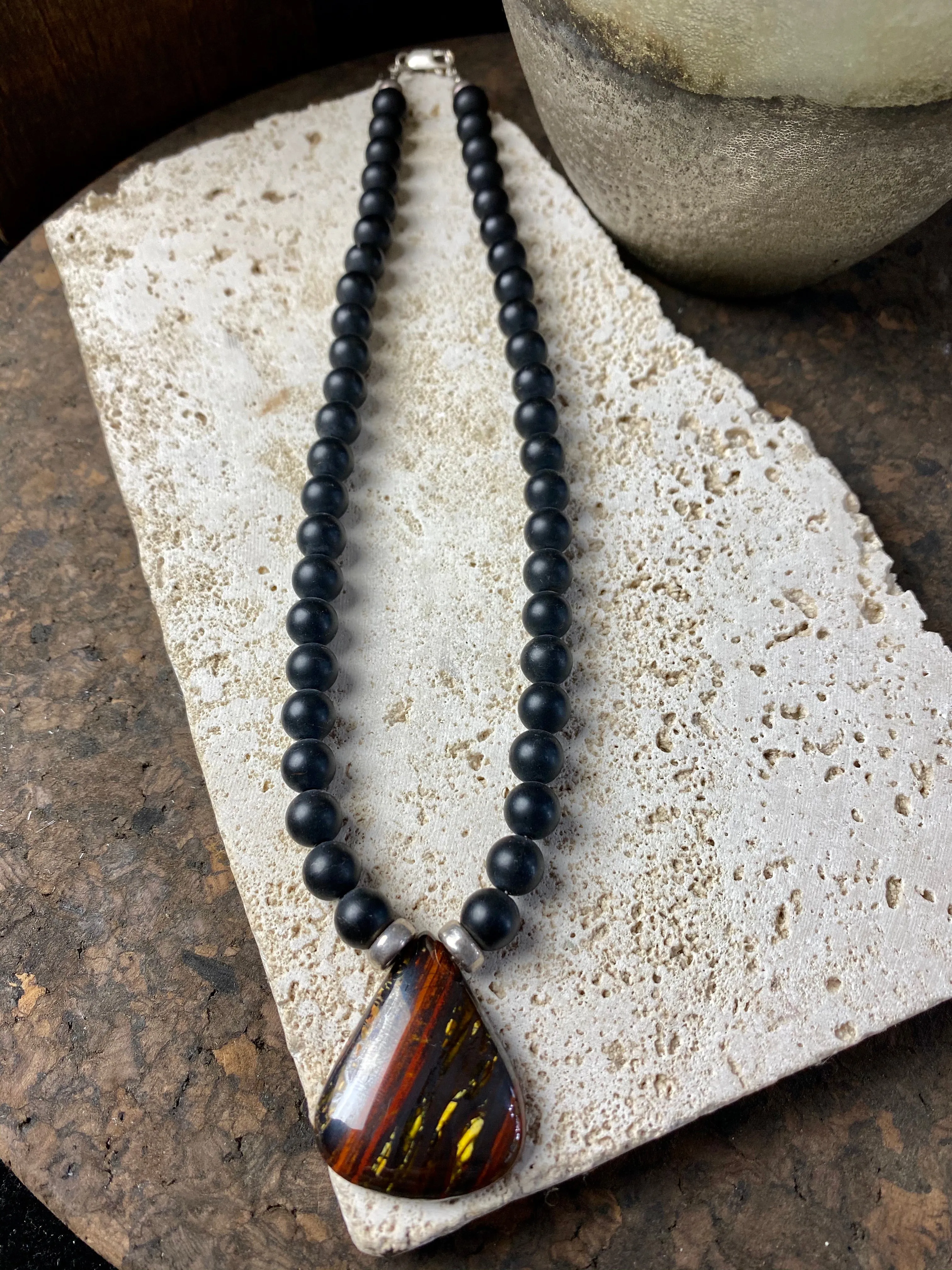 Black Onyx And Tigers Eye Necklace