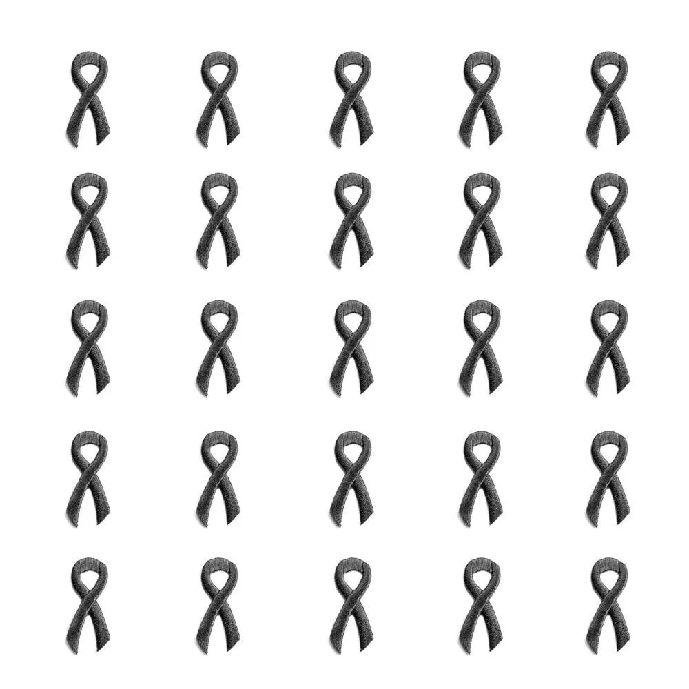 Black Ribbon Embroidered Stick-ons - 25-pack