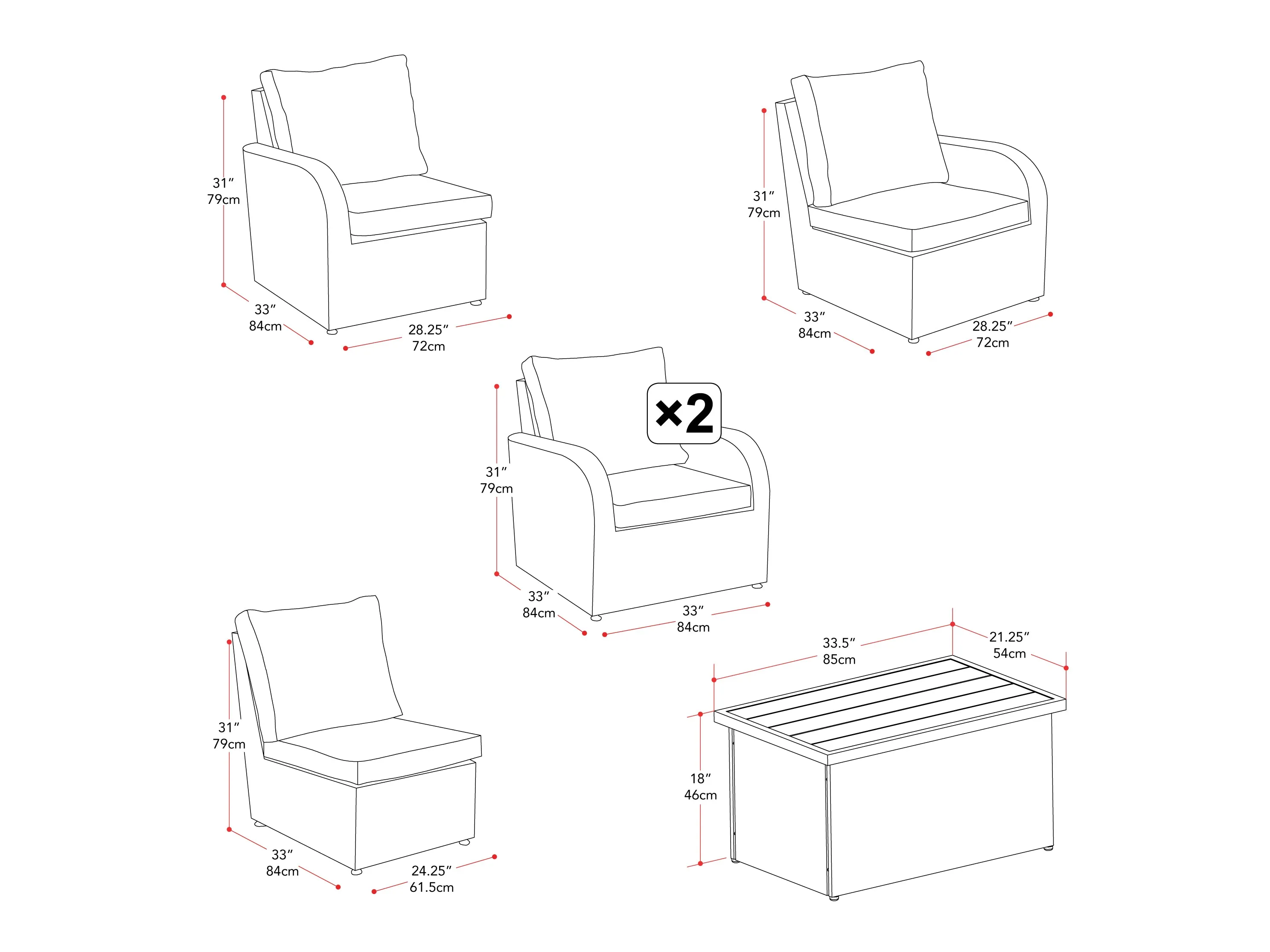 Blue 6pc Outdoor Sofa Set