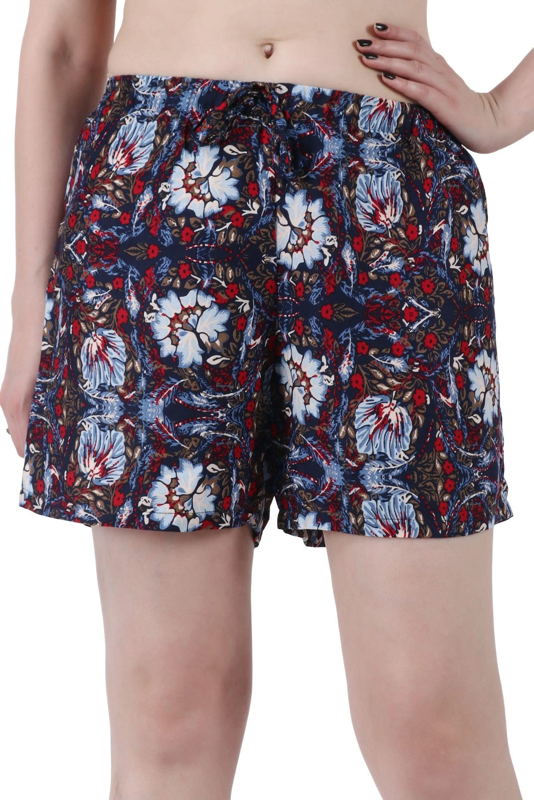 Blue Floral Printed Shorts