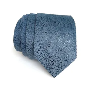 Blue Shatter Foiled Leather Necktie