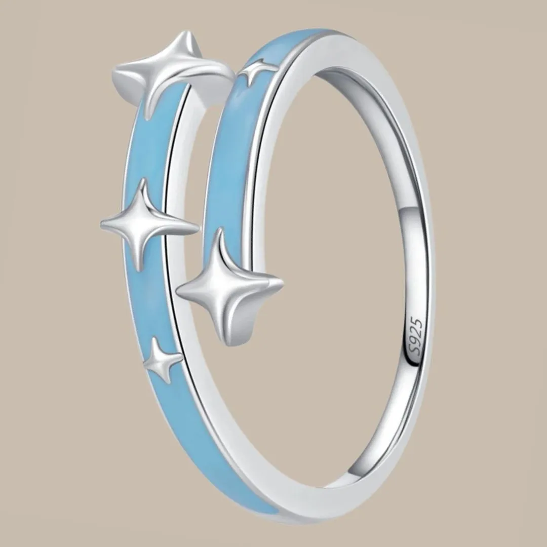 Blue Star Silver Ring