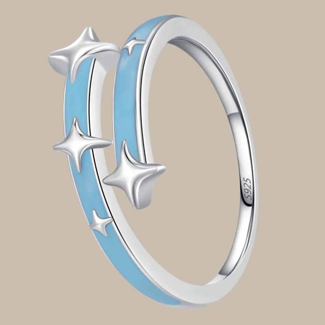 Blue Star Silver Ring