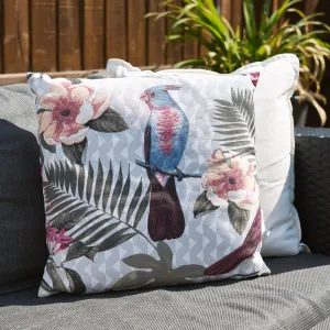 Blue Tropical Birds Outdoor Garden Cushion - 42 x 42cm