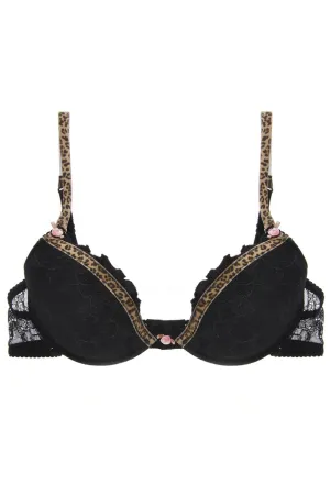 BLUMARINE LEOPARD Black Lace Bra