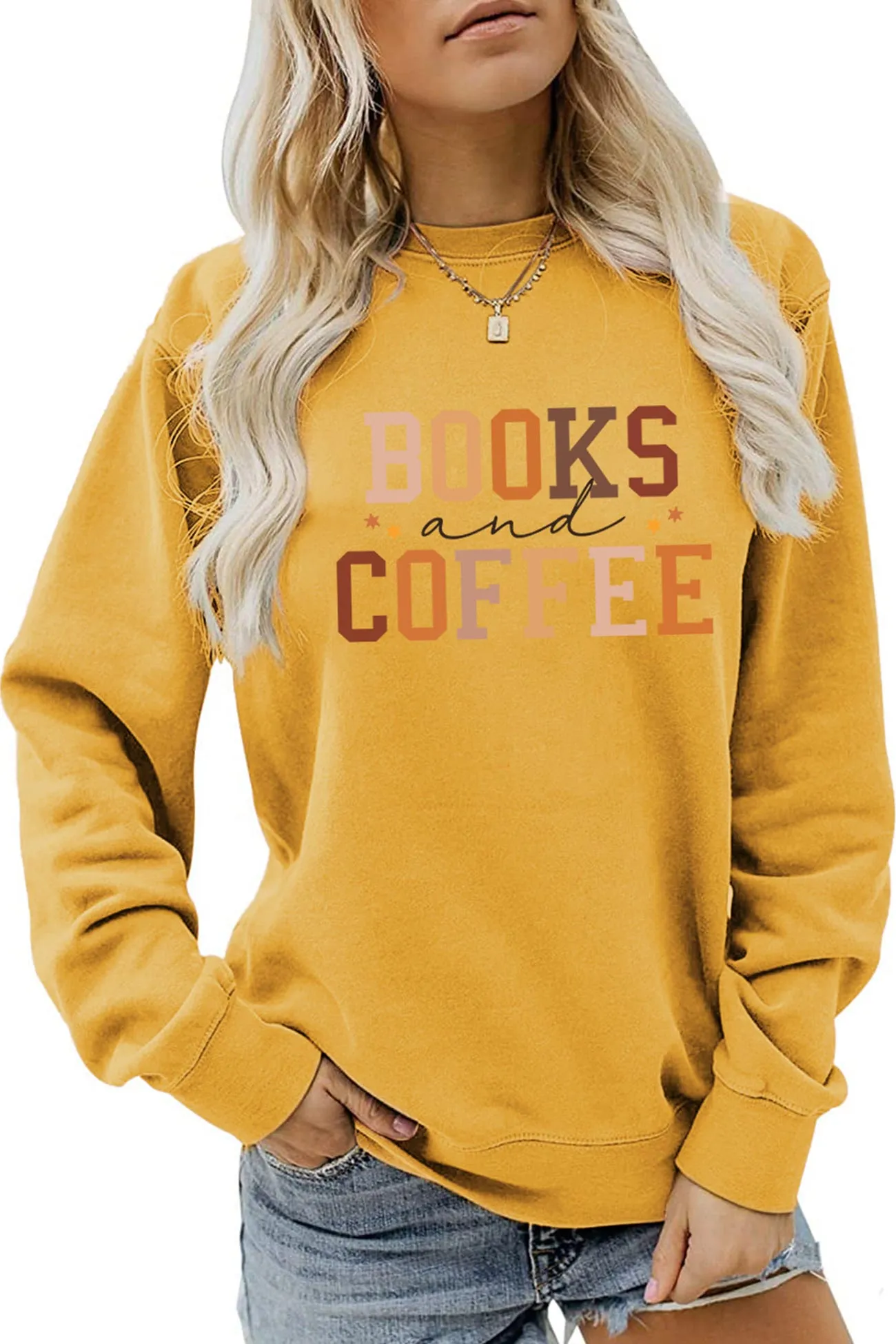 Books Coffee Letter Printed Sweatshirts