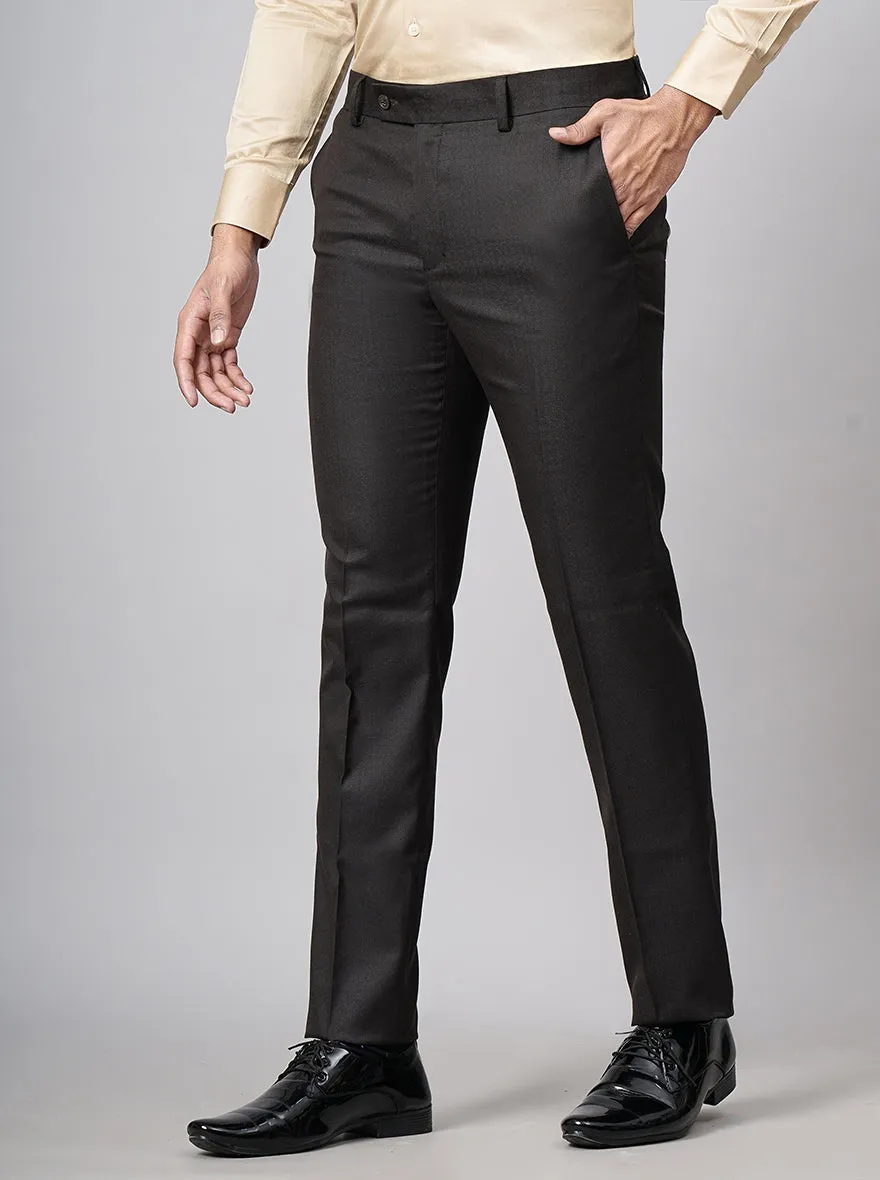 Brown Checked Slim Fit Formal Trouser | Metal