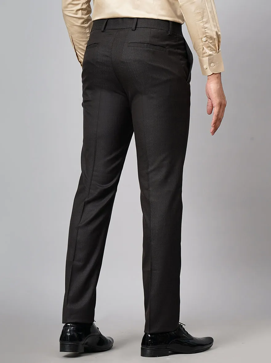 Brown Checked Slim Fit Formal Trouser | Metal