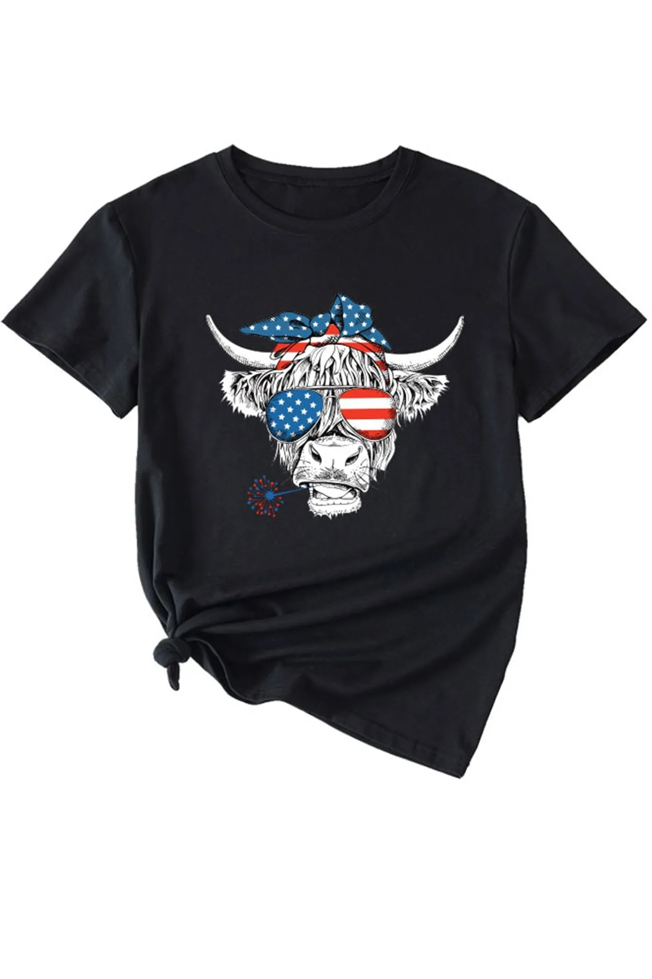 Bull Star Flag Print T-shirt