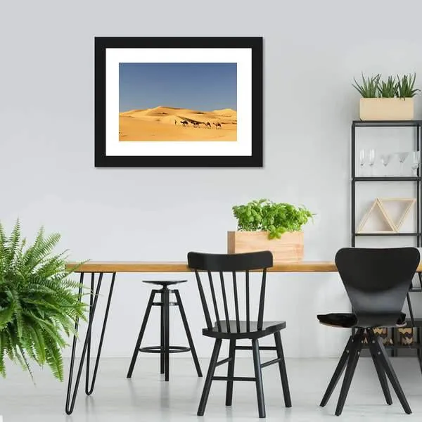 Camels In Desert Canvas Wall Art