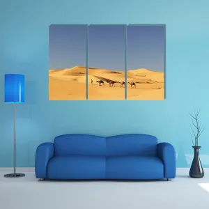 Camels In Desert Canvas Wall Art