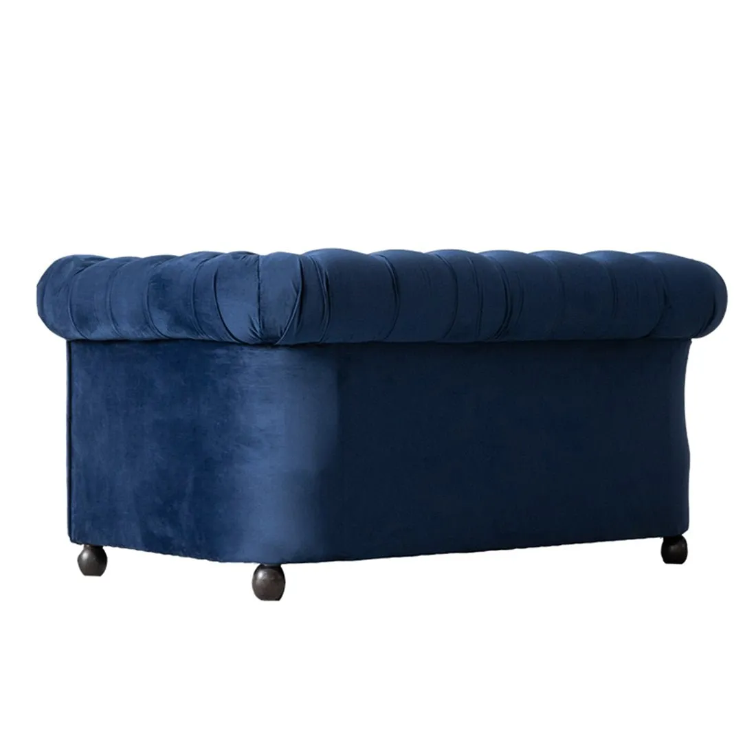 Cassava Solid Wood 2 Seater Fabric Chesterfield Sofa for Living Room - Blue