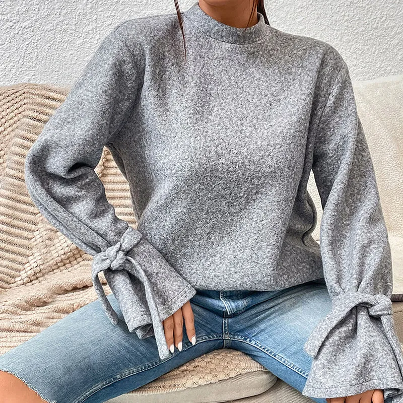 Chic Cuffs Turtleneck Gray Top