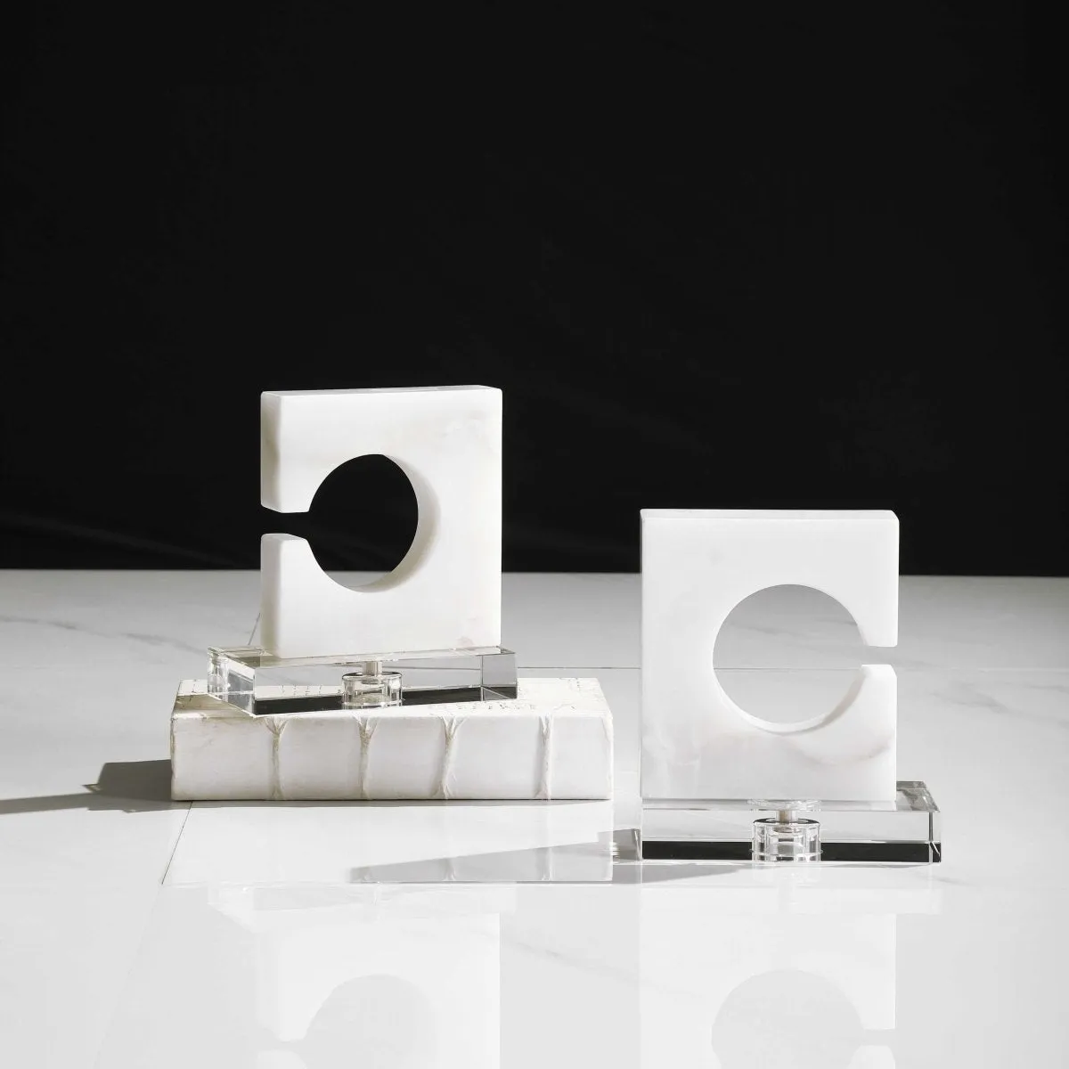 Clarin White & Gray Bookends (S/2)