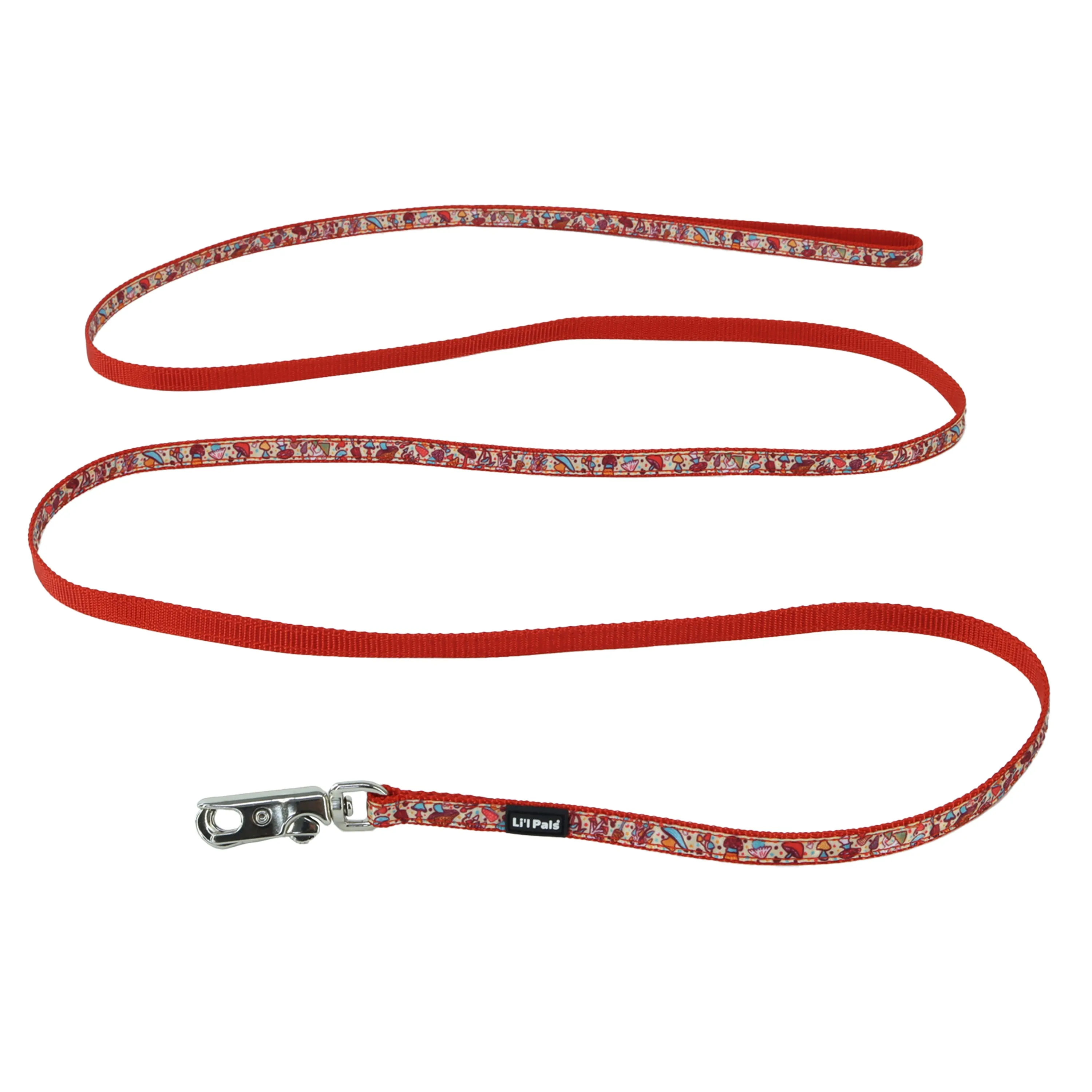 Coastal Pet Products Li'l Pals Charming Ribbon Overlay Dog Leash in Li'l Mushrooms