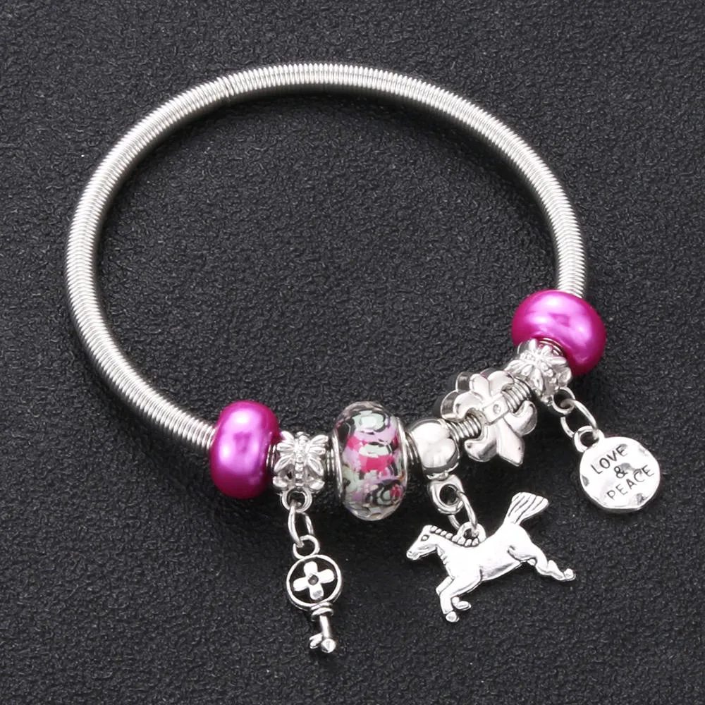 Crown key lock Shape Charm Bracelets