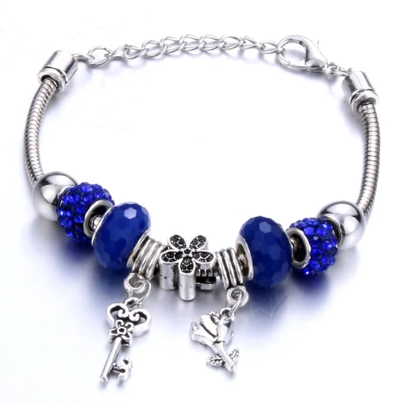 Crown key lock Shape Charm Bracelets