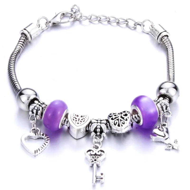 Crown key lock Shape Charm Bracelets