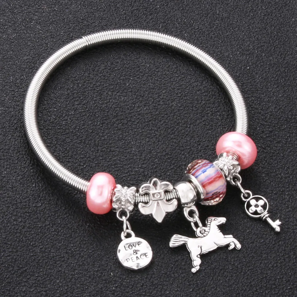 Crown key lock Shape Charm Bracelets