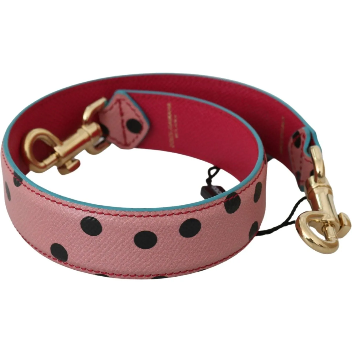 Dolce & Gabbana Elegant Pink Polka-Dotted Leather Shoulder Strap