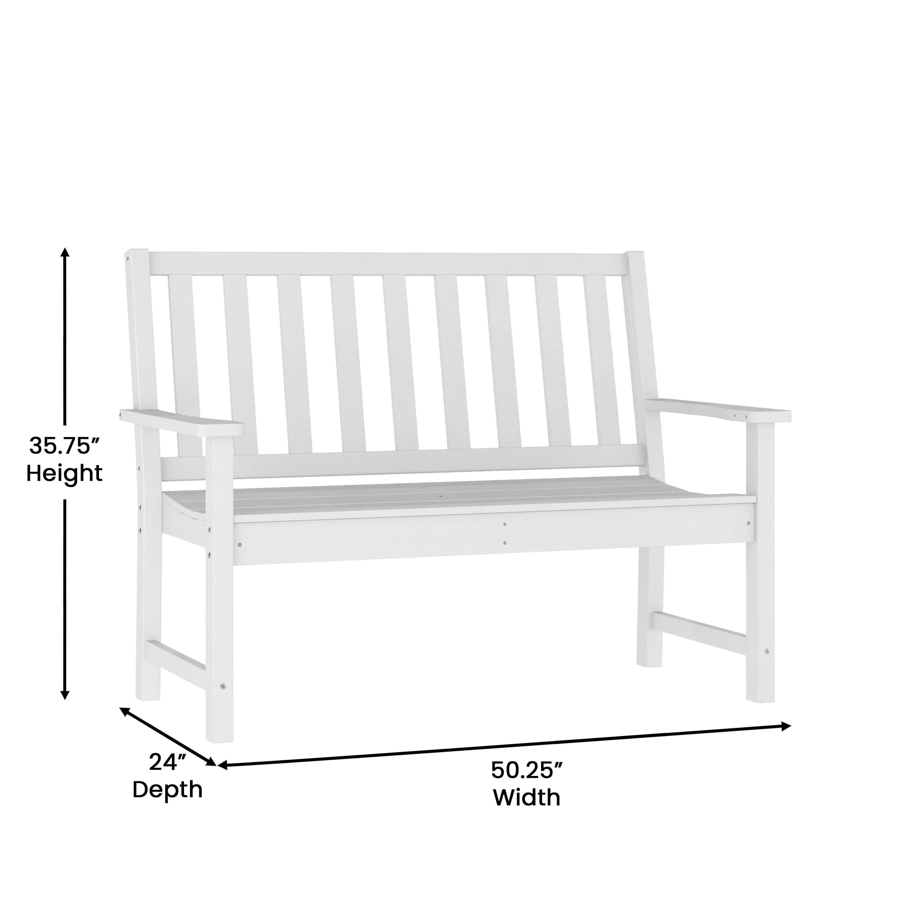 Ellsworth Commercial Grade All Weather Indoor/Outdoor Recycled HDPE Bench with Contoured Seat