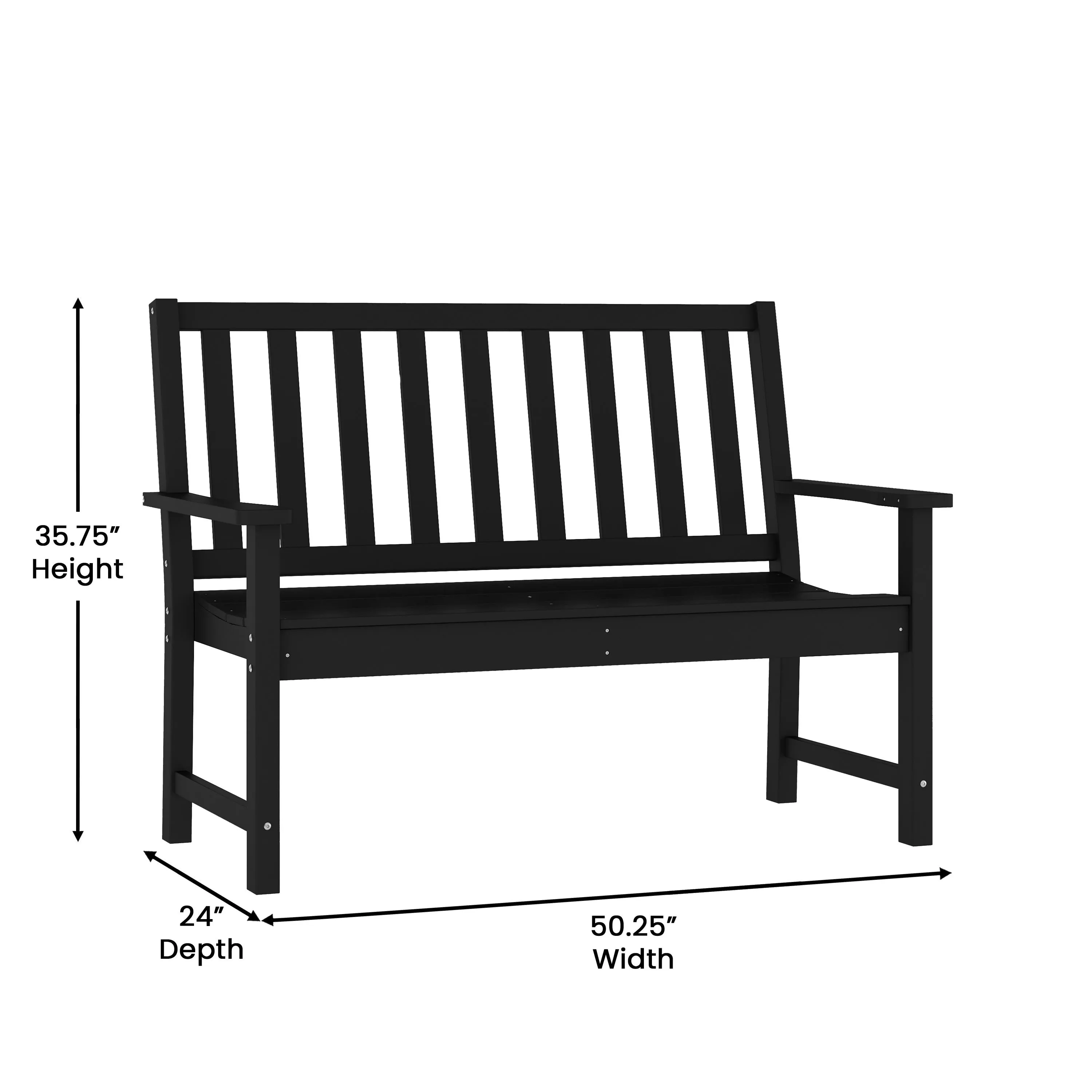 Ellsworth Commercial Grade All Weather Indoor/Outdoor Recycled HDPE Bench with Contoured Seat