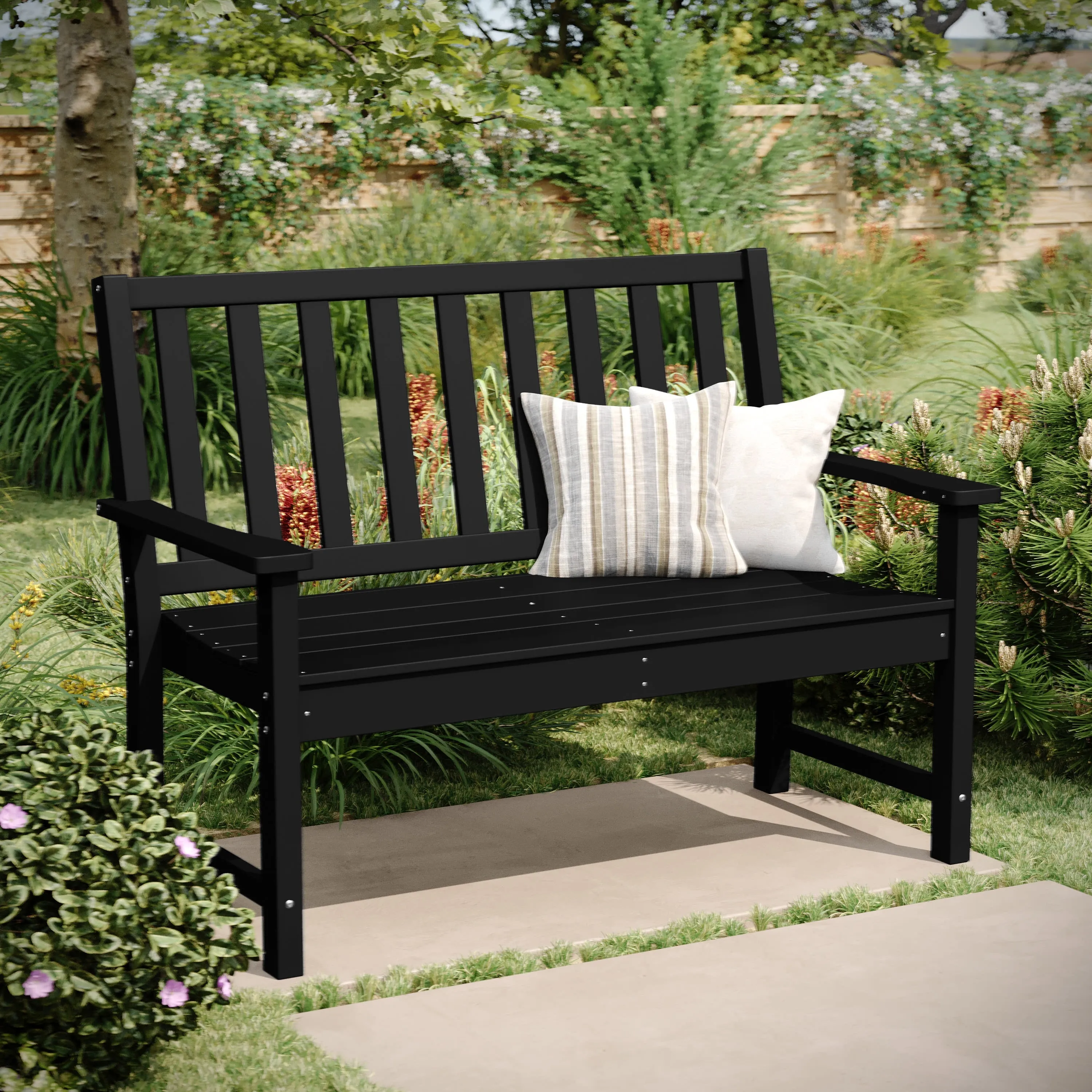 Ellsworth Commercial Grade All Weather Indoor/Outdoor Recycled HDPE Bench with Contoured Seat