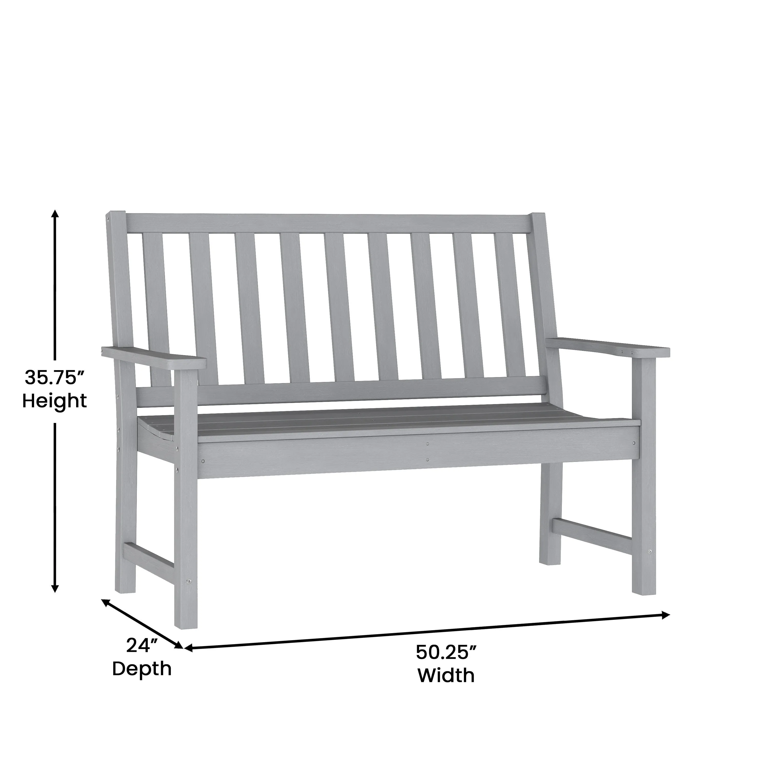 Ellsworth Commercial Grade All Weather Indoor/Outdoor Recycled HDPE Bench with Contoured Seat