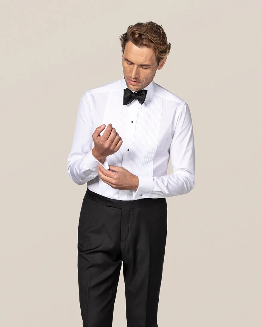 ETON 6315701000 WHITE FRENCH CUFF PLISSE TUXEDO EVENING SHIRT