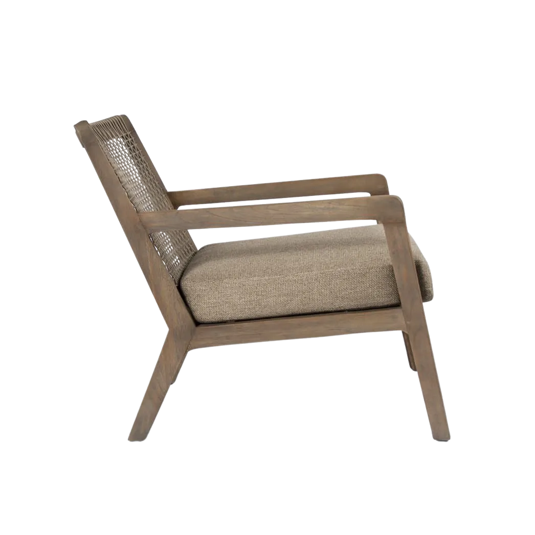 Gazzoni Outdoor Teak and Rope Lounge Chair