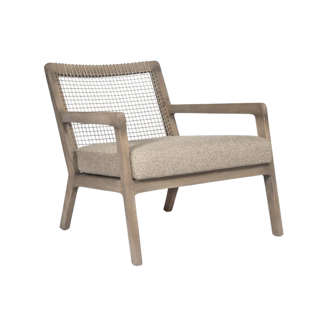 Gazzoni Outdoor Teak and Rope Lounge Chair