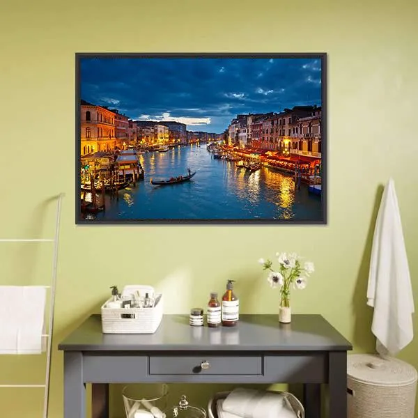 Grand Canal At Night  Venice Canvas Wall Art