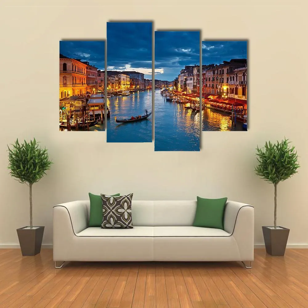 Grand Canal At Night  Venice Canvas Wall Art