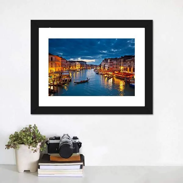 Grand Canal At Night  Venice Canvas Wall Art