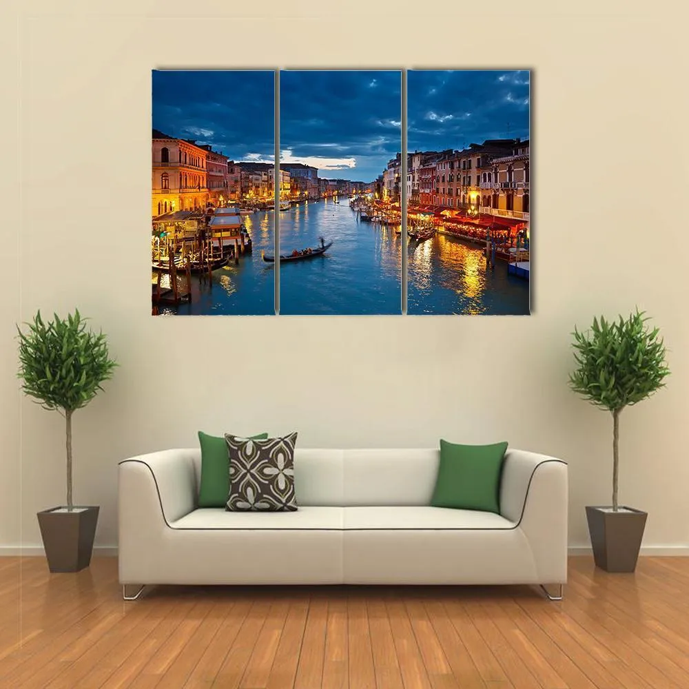 Grand Canal At Night  Venice Canvas Wall Art